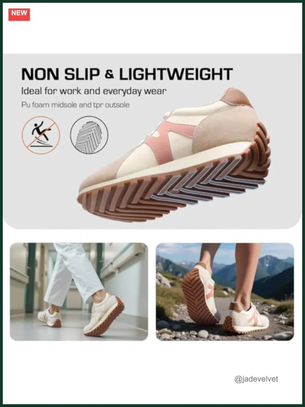 Women's Wide Toe Box Non-Slip Walking Fashion Sneakers